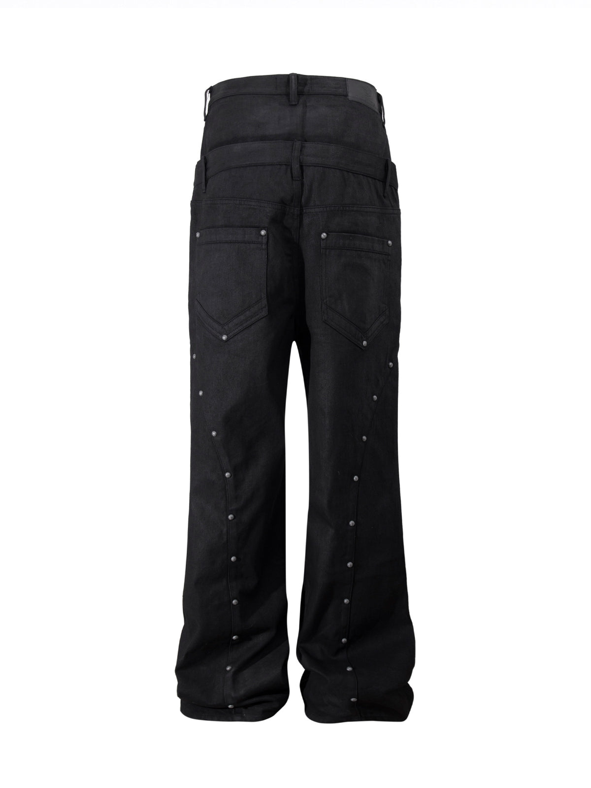 Dual‑Waist Waxed Studded Jeans
