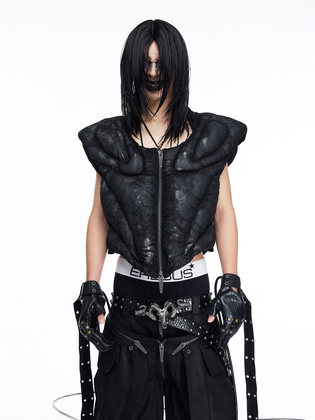 Metallic Coating Paneled 3D Puffer Vest
