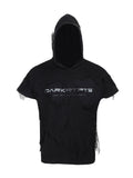 Distressed Mesh Layered Hooded Short‑Sleeve Top