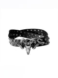 Skull‑Goat‑Head Studded Stone‑Textured Belt