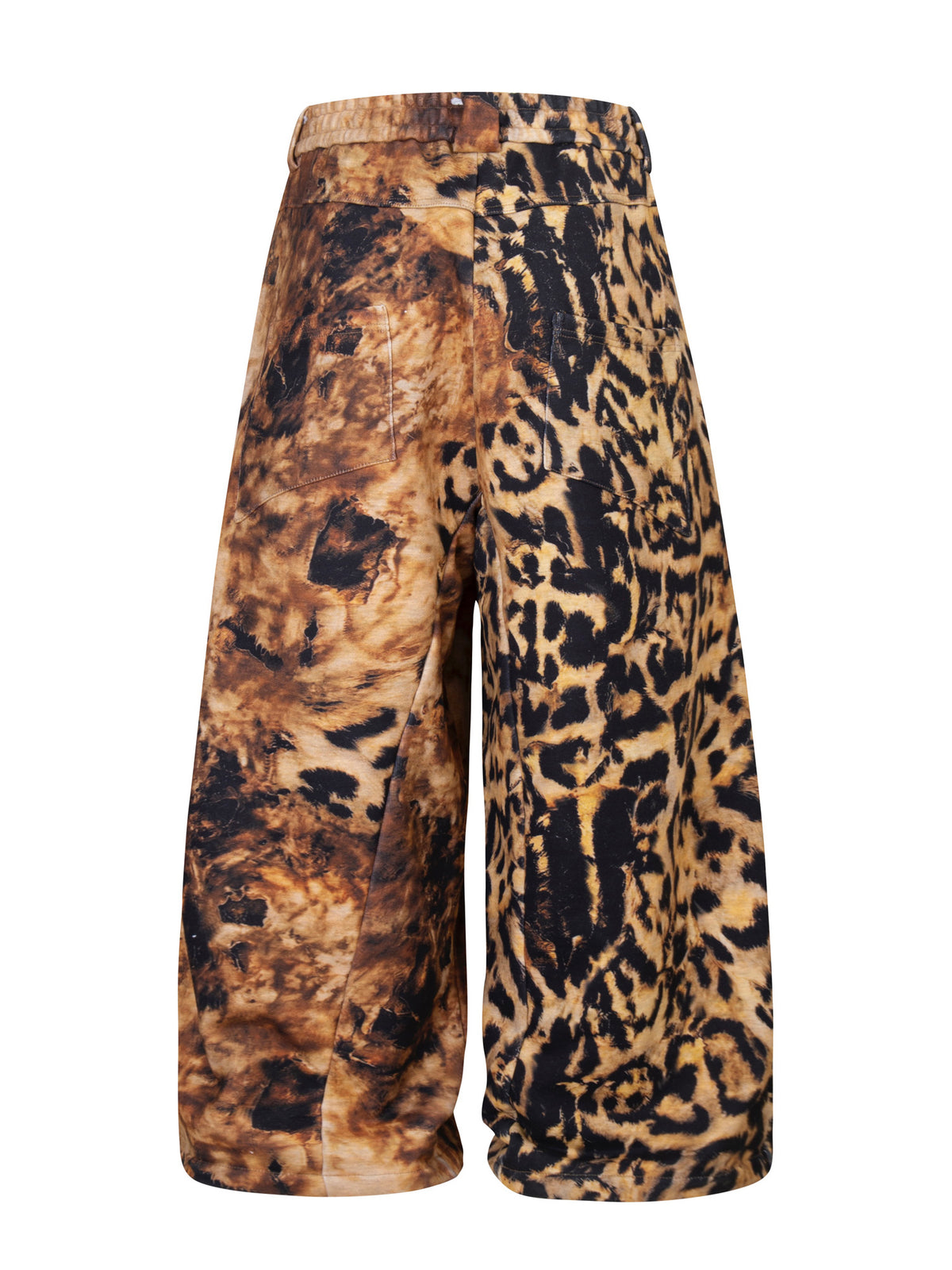 580g Asymmetric Distressed Leopard‑Print Sweatpants