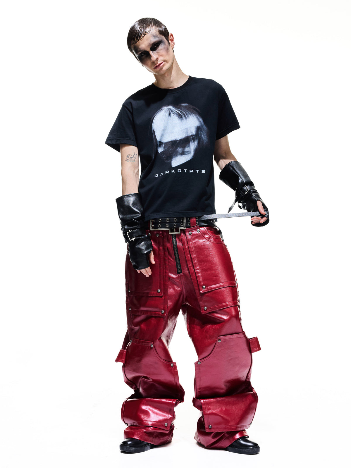 Coated Structured Studded Carpenter Jeans