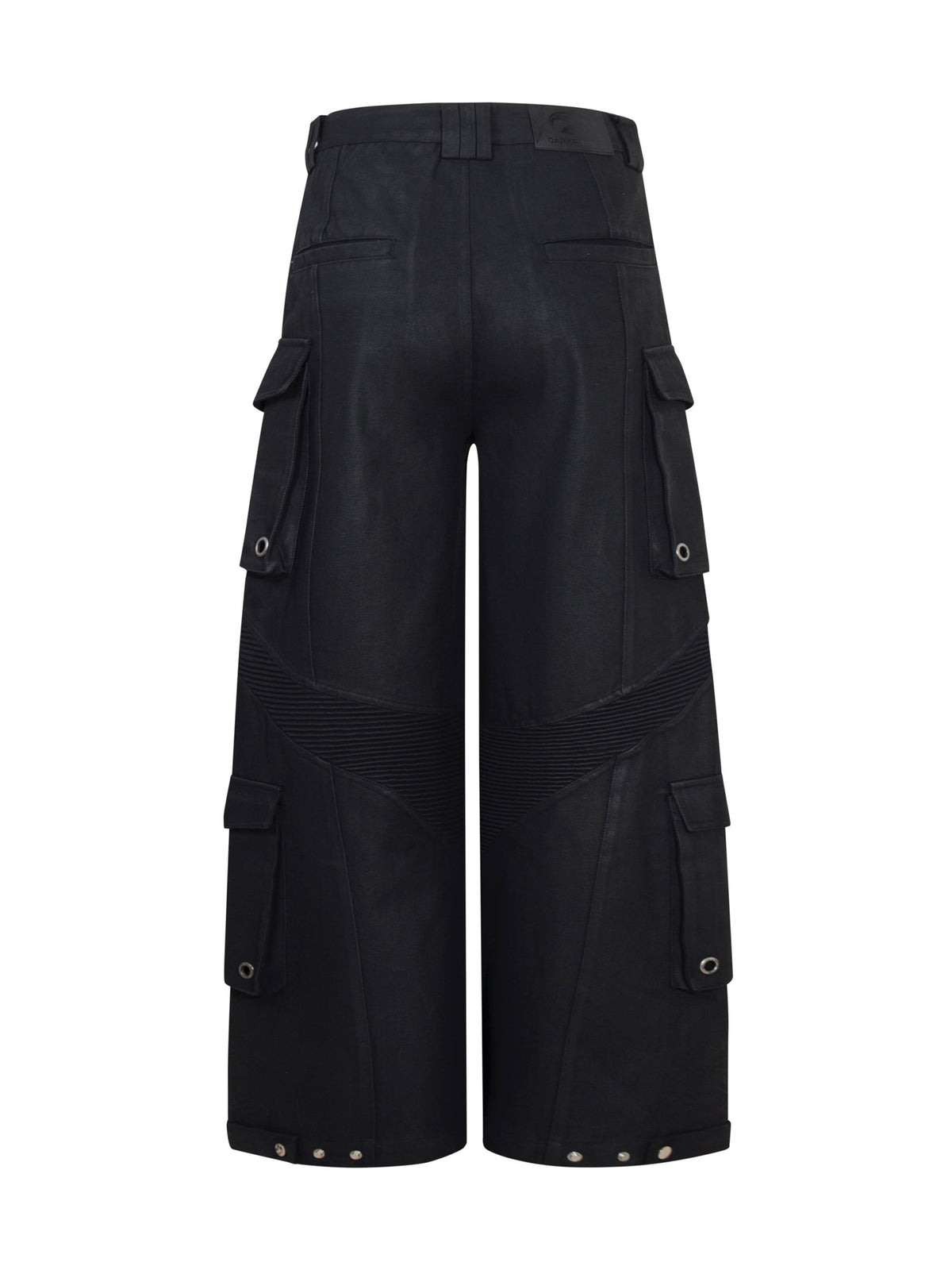 Waxed Structured Pocket‑Detailed Cargo Jeans