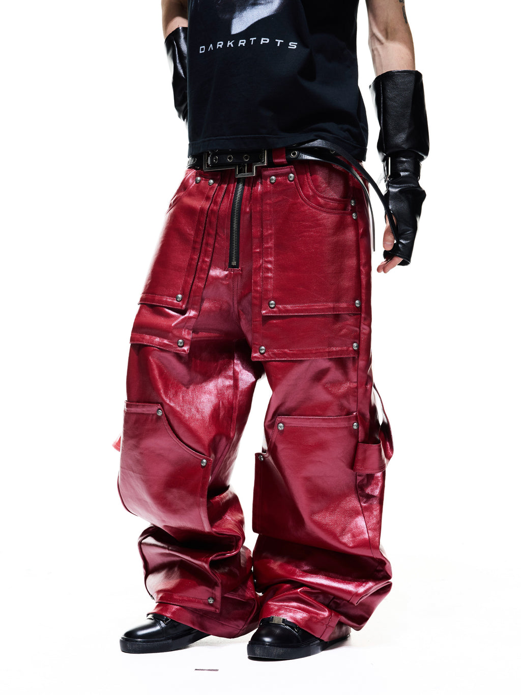 Coated Structured Studded Carpenter Jeans