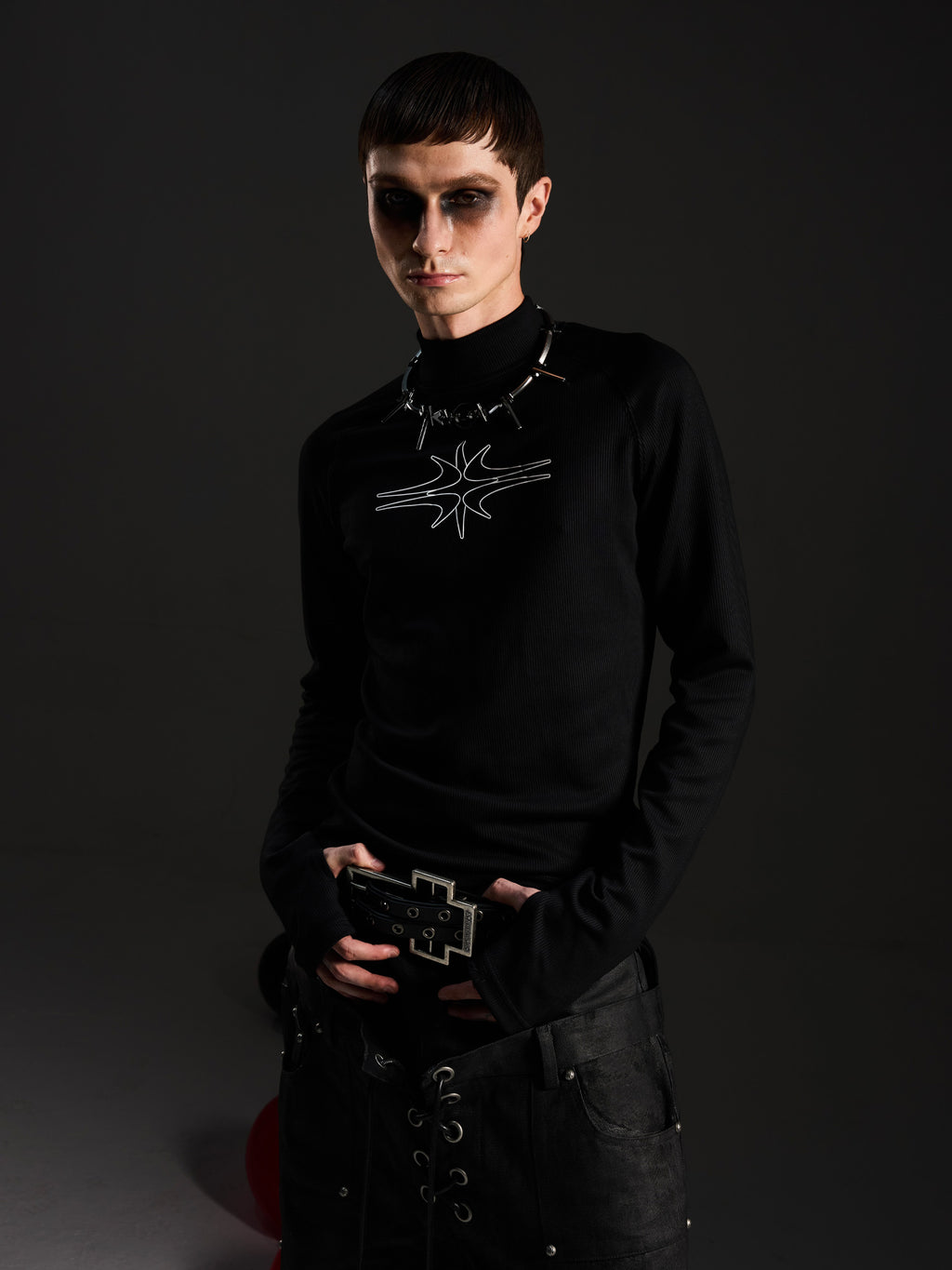 Stretchy Slim‑Fit Printed Turtleneck Long‑Sleeve Base Layer Top