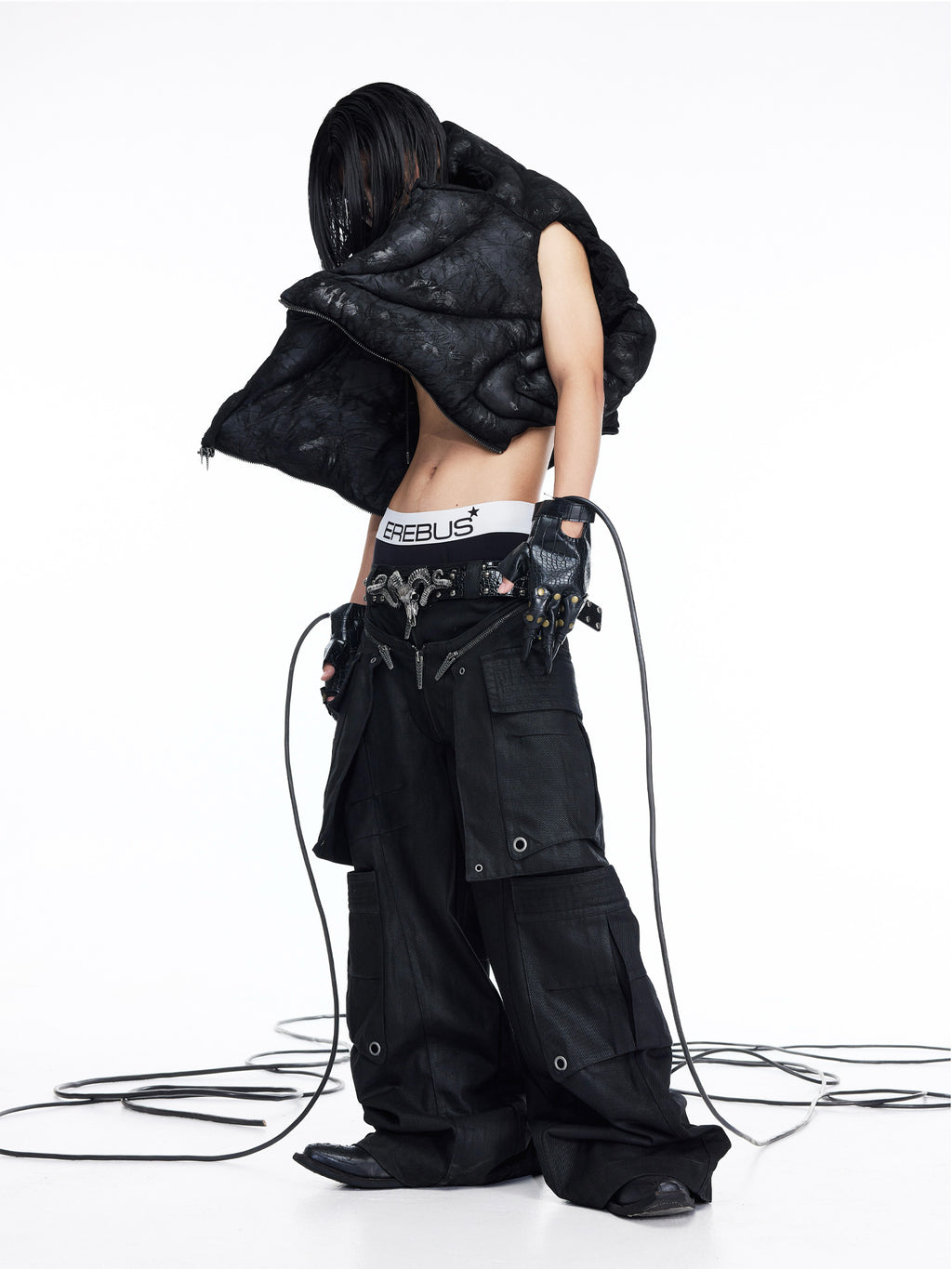 Metallic Coating Paneled 3D Puffer Vest