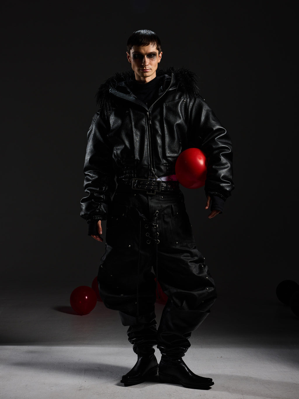 Detachable‑Fur‑Collar Ruched Hooded Thick Padded Jacket
