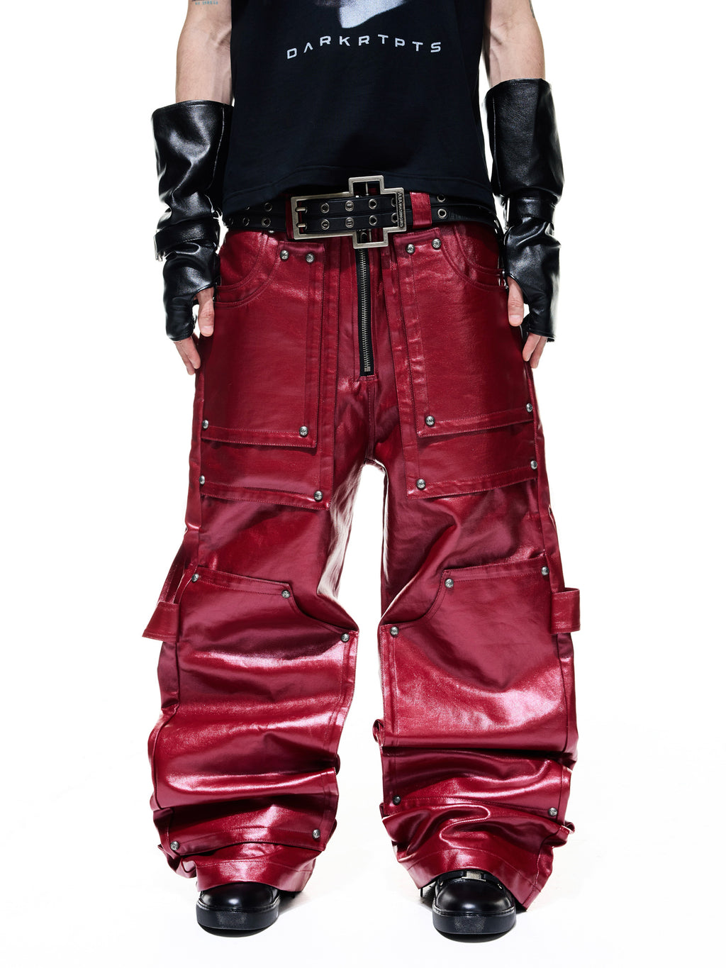Coated Structured Studded Carpenter Jeans