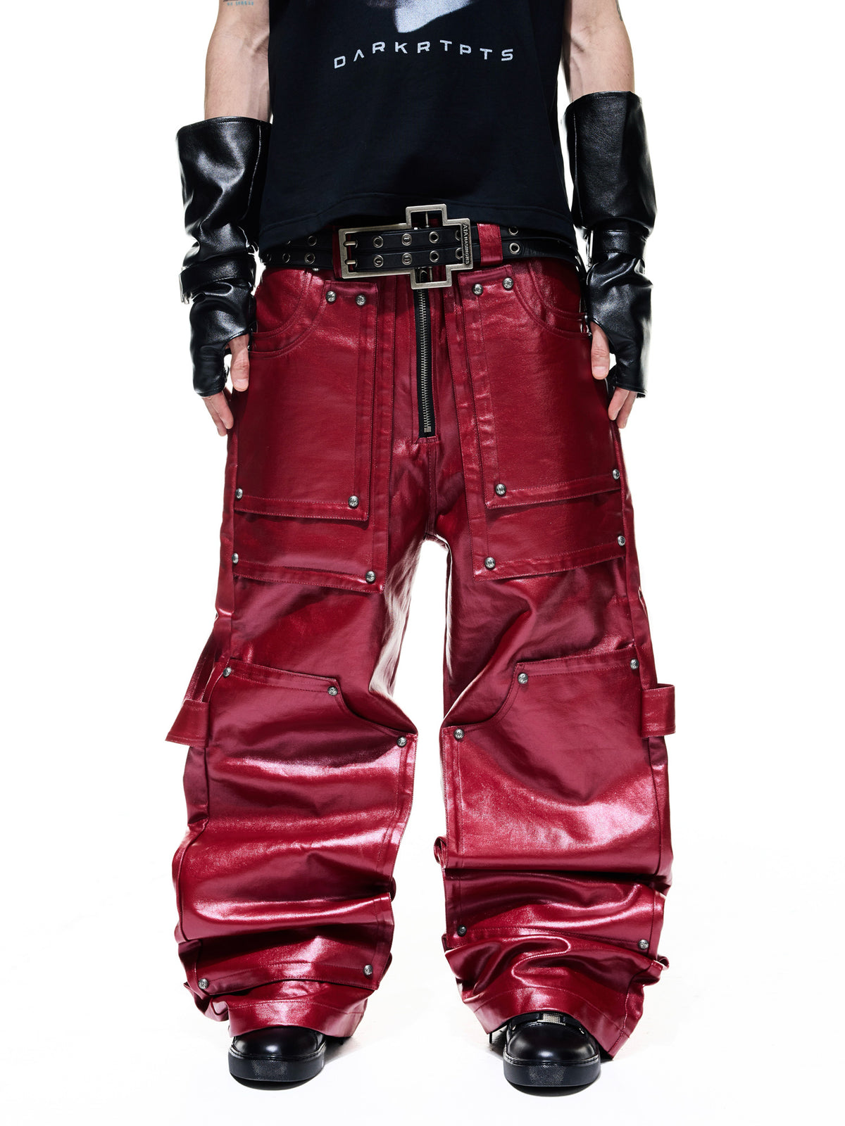 Coated Structured Studded Carpenter Jeans