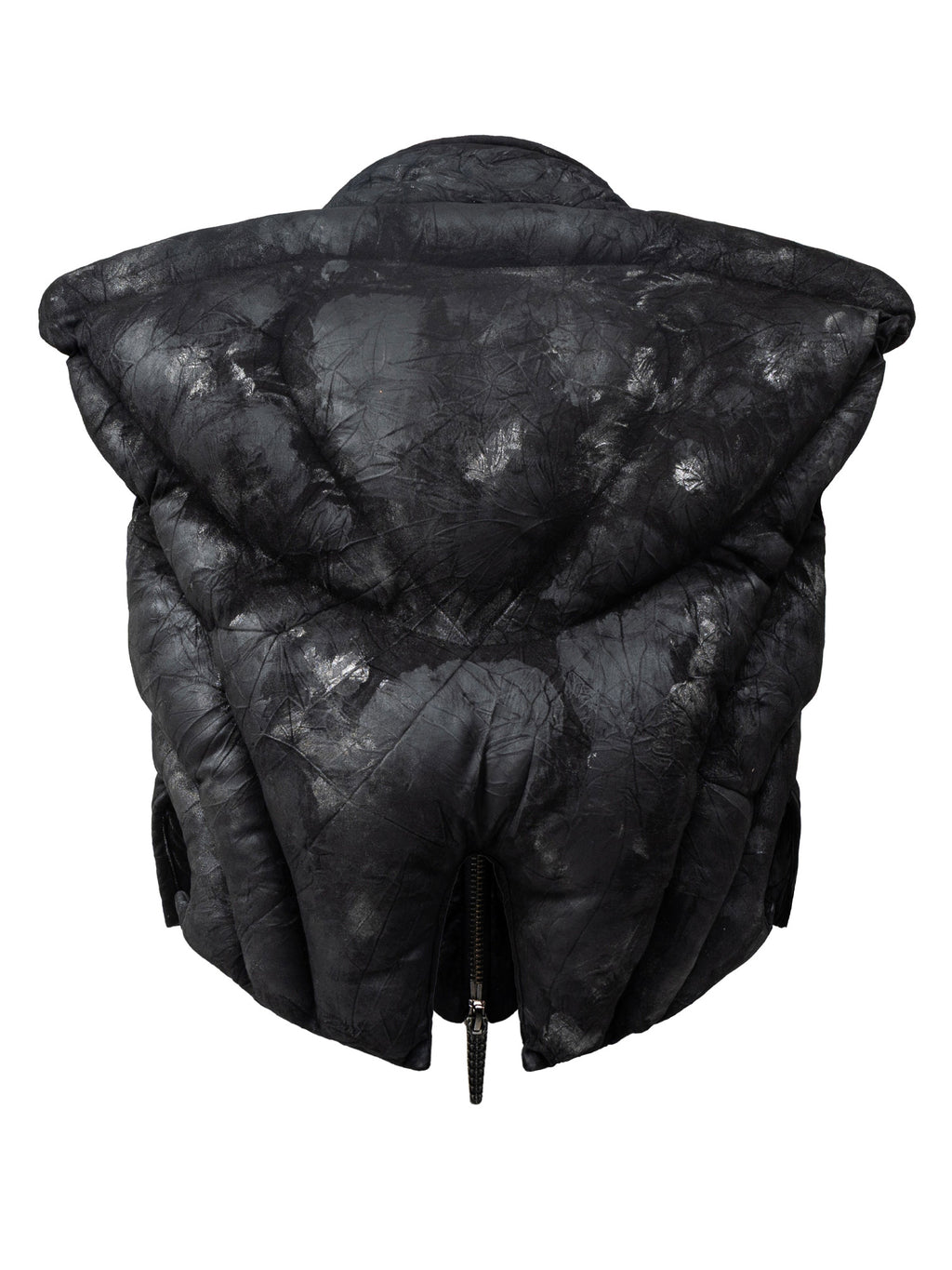 Metallic Coating Paneled 3D Puffer Vest