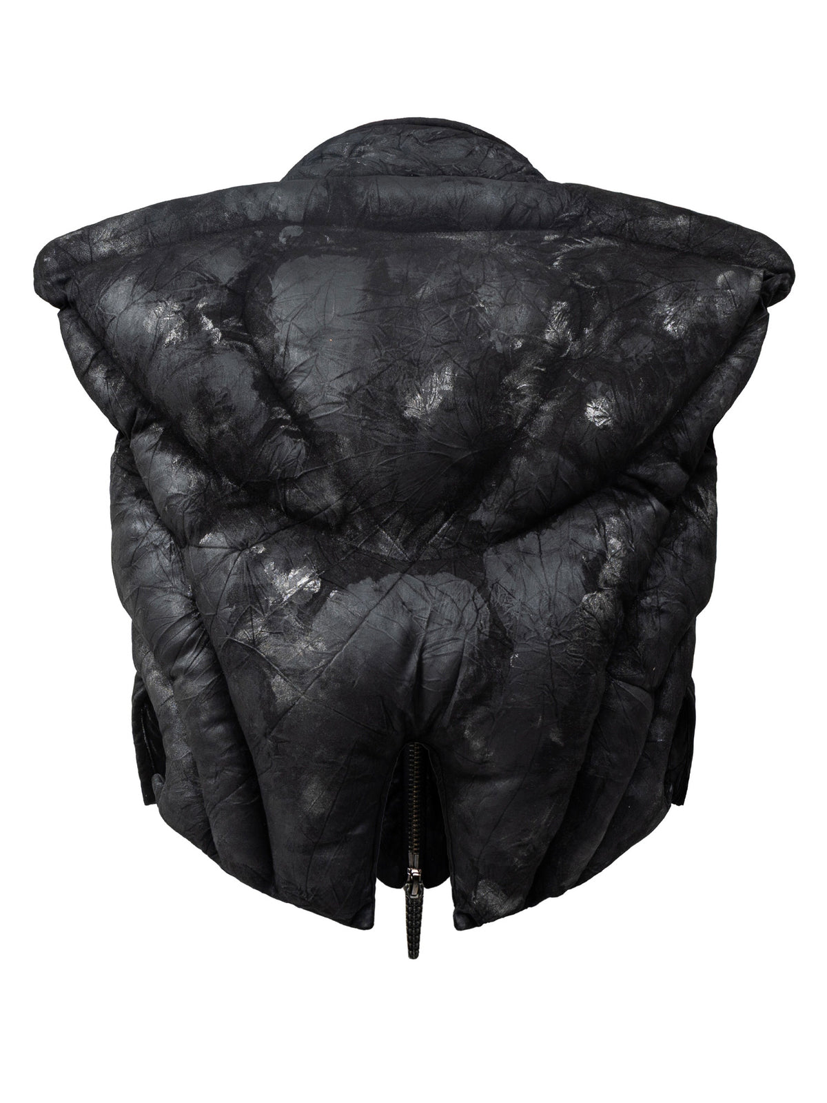 Metallic Coating Paneled 3D Puffer Vest