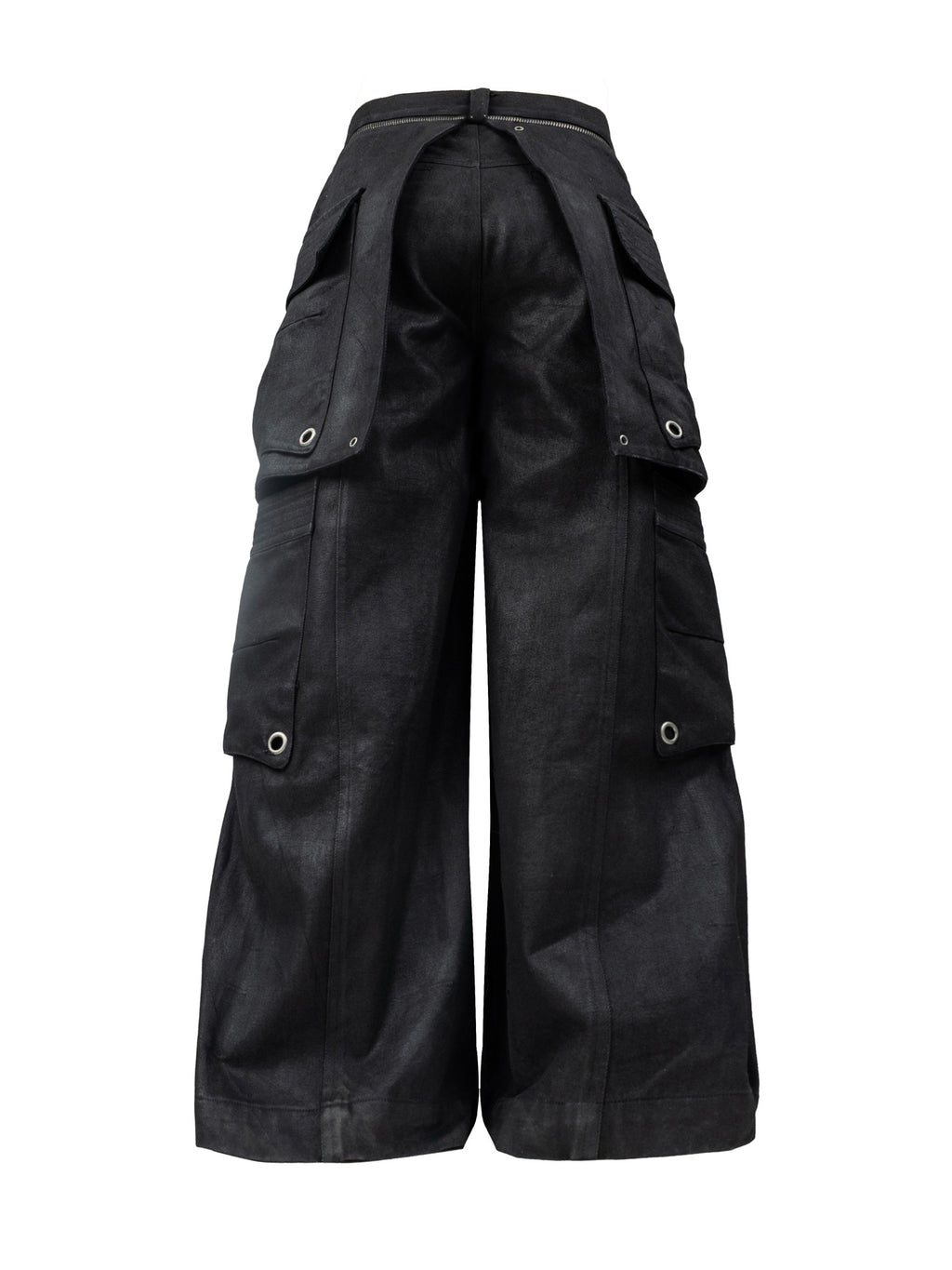 Detachable Skirt‑Overlay Dual‑Waist Waxed Wide‑Leg Jeans